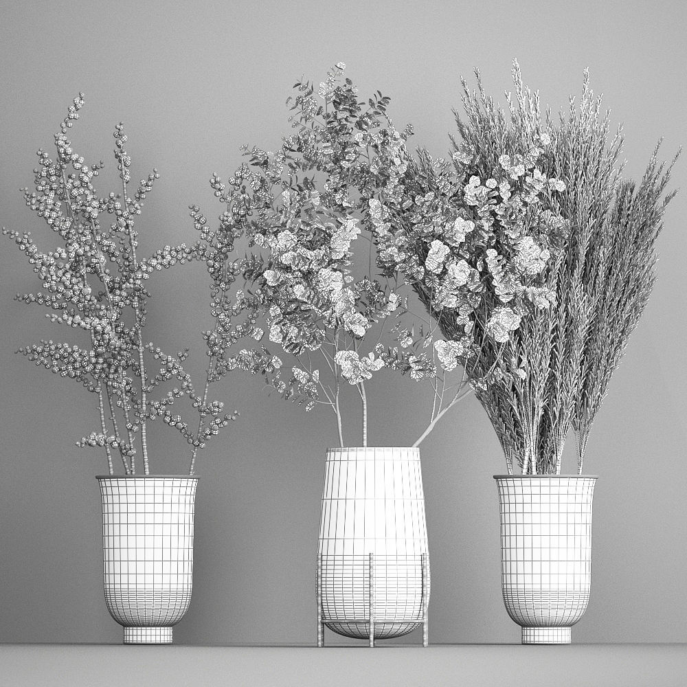 Decorative Bouquet of dried flowers 202 3D model_6