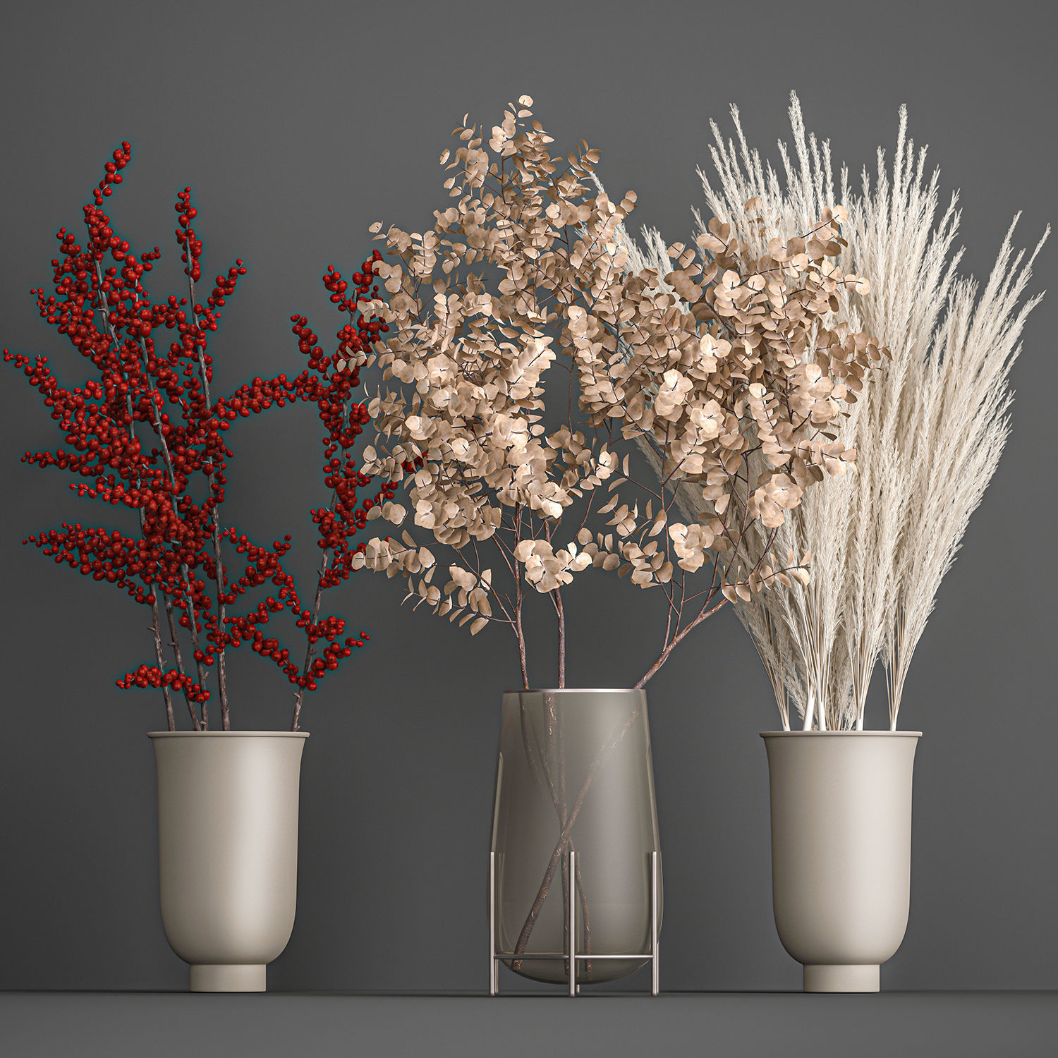 Decorative Bouquet of dried flowers 202 3D model_1