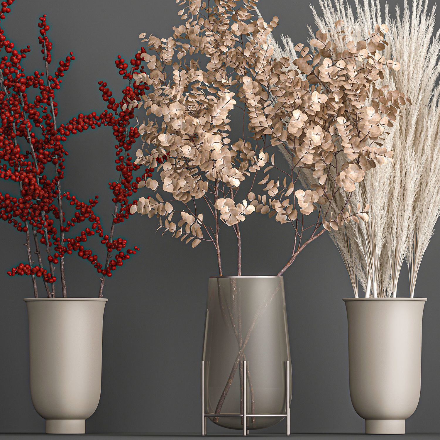 Decorative Bouquet of dried flowers 202 3D model_5