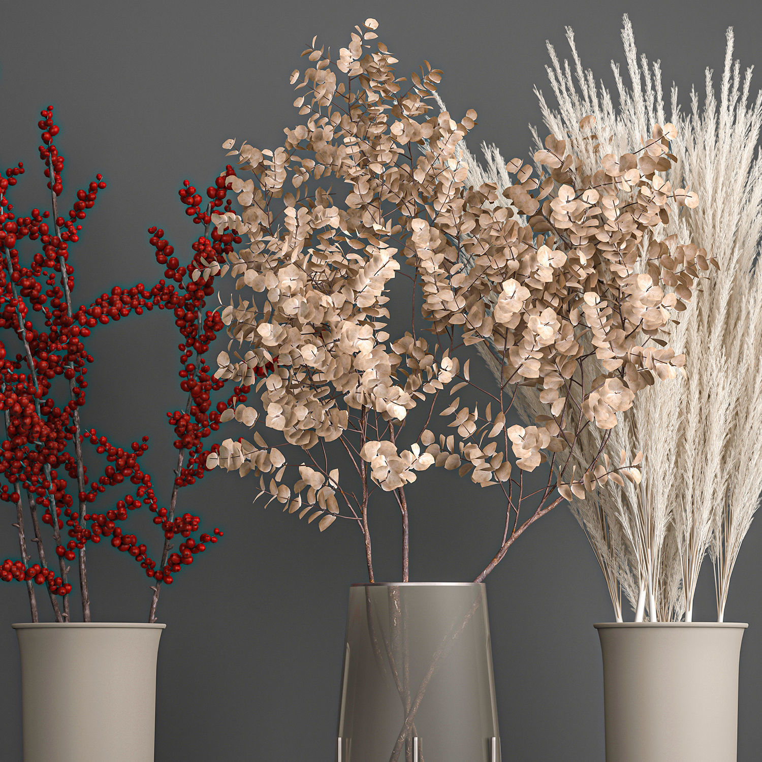 Decorative Bouquet of dried flowers 202 3D model_4