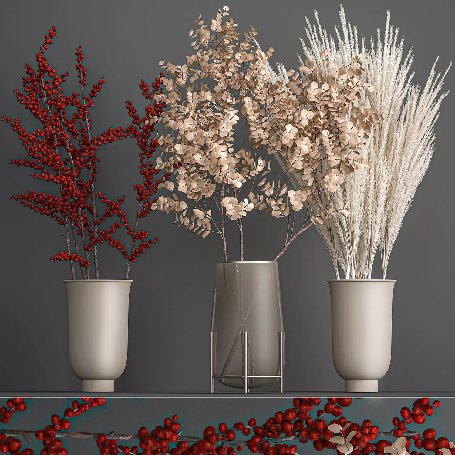 Decorative Bouquet of dried flowers 202 3D model_0