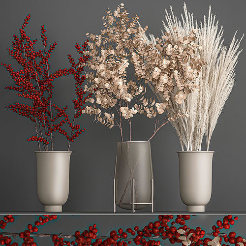 Decorative Bouquet of dried flowers 202 3D model