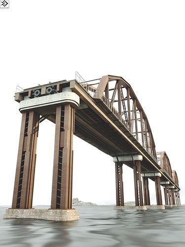 Train Bridge Low-poly 3D model