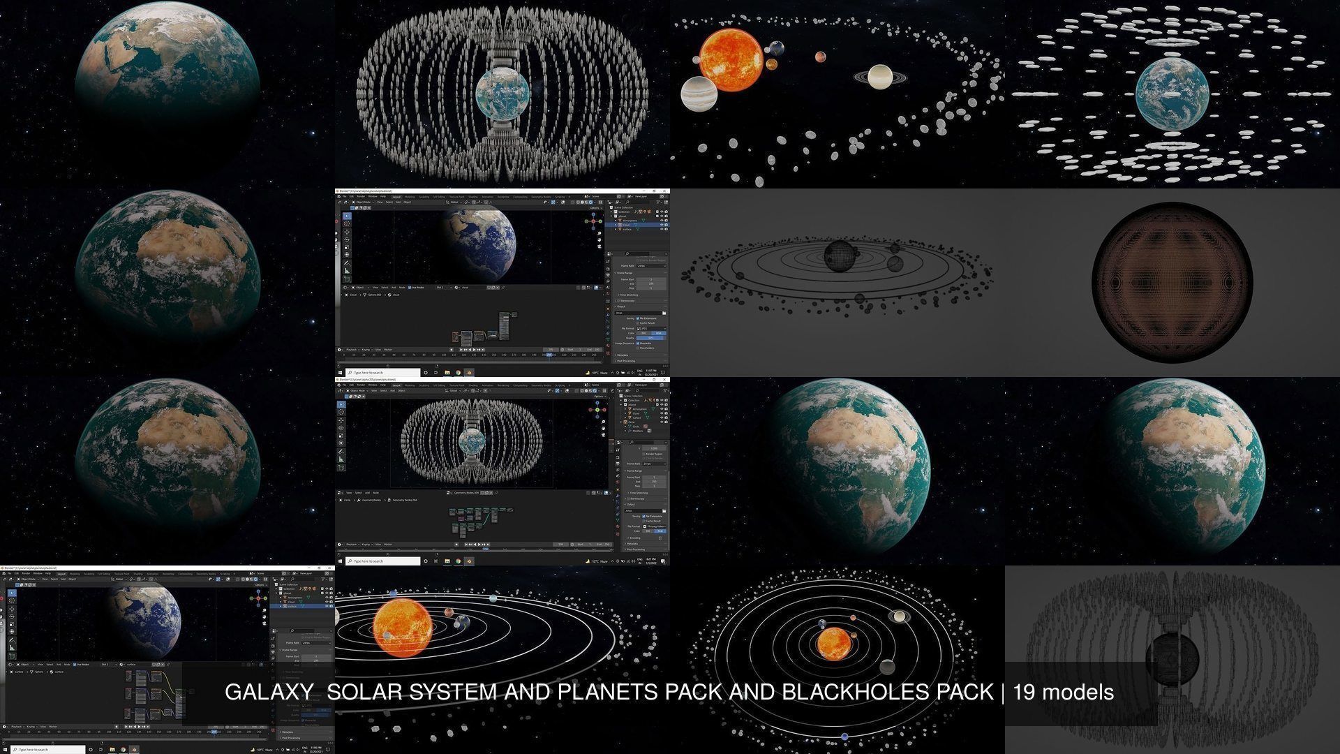 GALAXY  SOLAR SYSTEM AND PLANETS PACK AND BLACKHOLES PACK 3D Model Collection_33