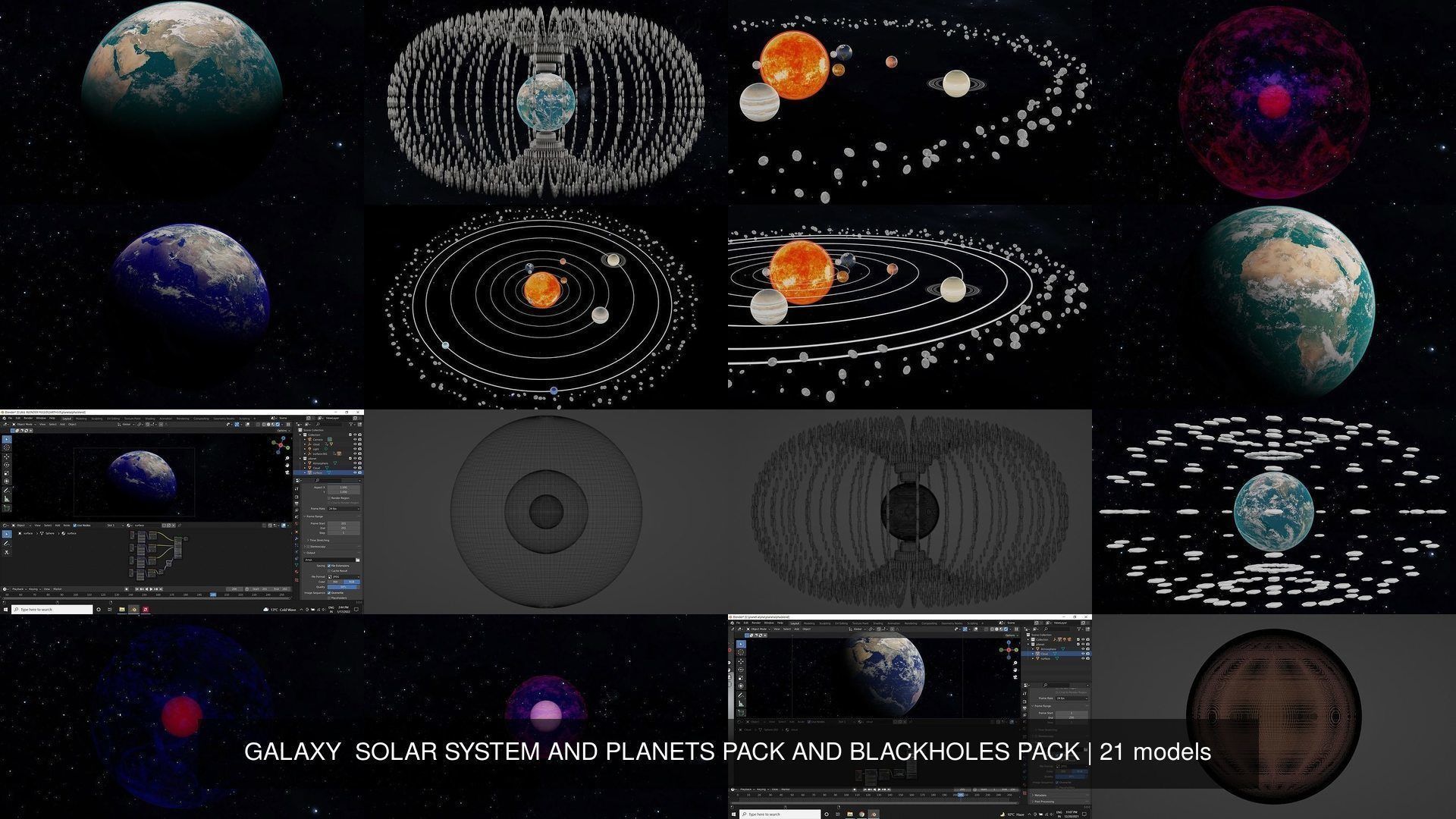 GALAXY  SOLAR SYSTEM AND PLANETS PACK AND BLACKHOLES PACK 3D Model Collection_19