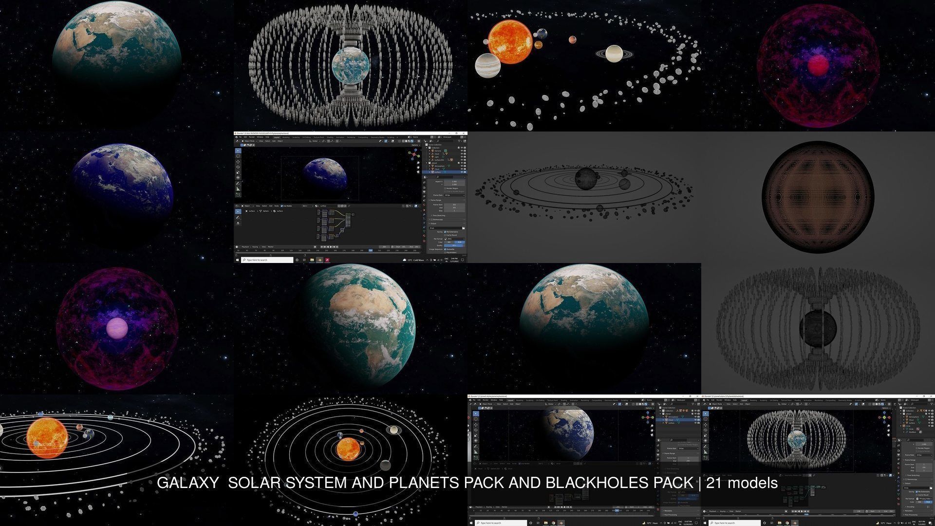 GALAXY  SOLAR SYSTEM AND PLANETS PACK AND BLACKHOLES PACK 3D Model Collection_15