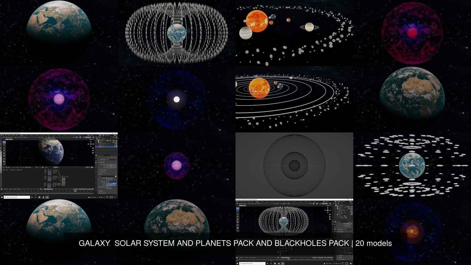 GALAXY  SOLAR SYSTEM AND PLANETS PACK AND BLACKHOLES PACK 3D Model Collection_18