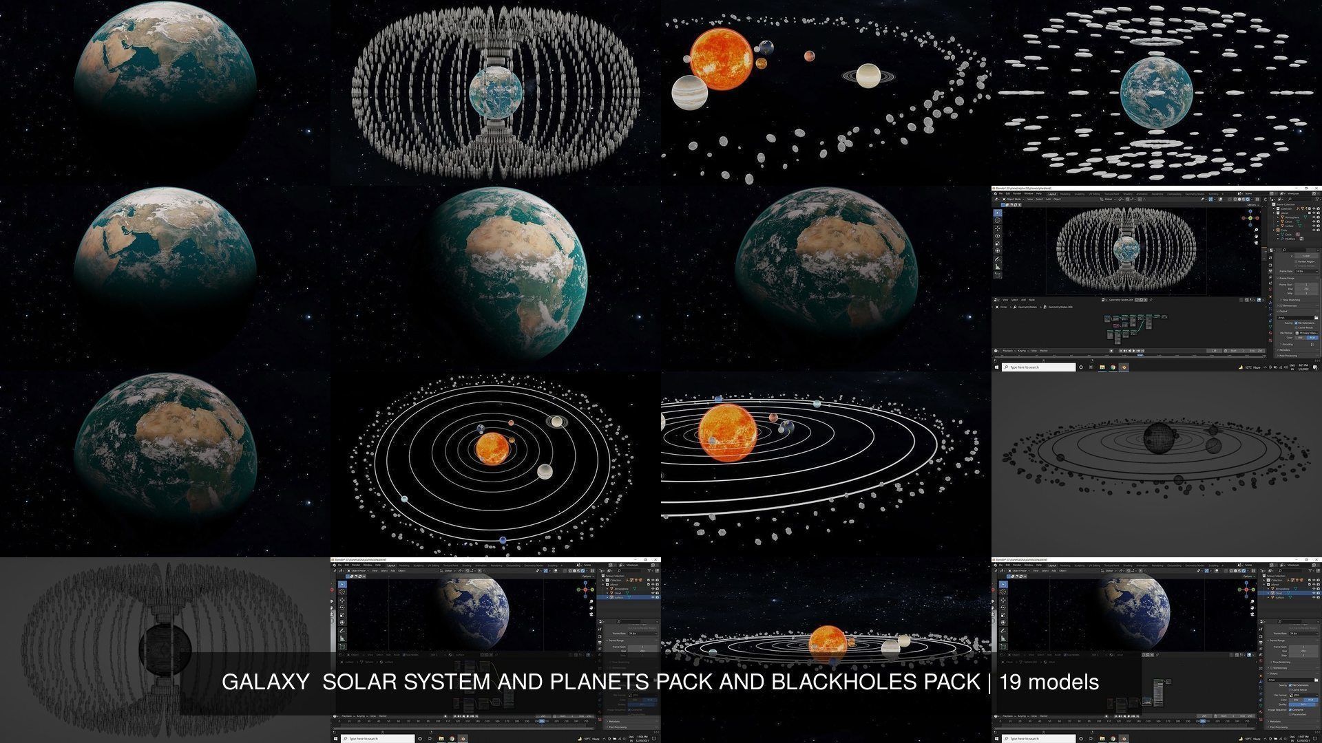 GALAXY  SOLAR SYSTEM AND PLANETS PACK AND BLACKHOLES PACK 3D Model Collection_28