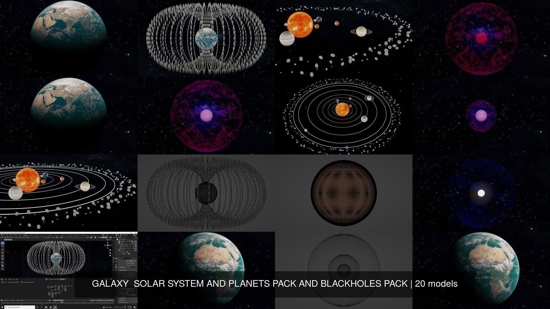 GALAXY  SOLAR SYSTEM AND PLANETS PACK AND BLACKHOLES PACK 3D Model Collection_23