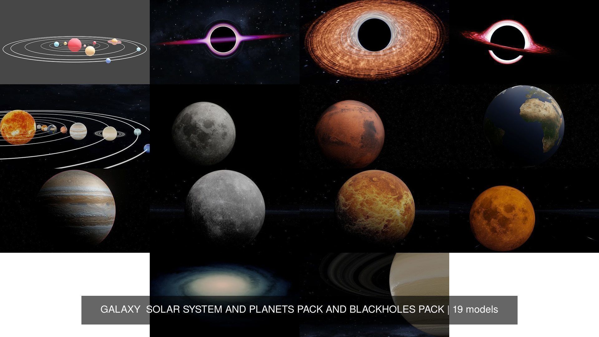GALAXY  SOLAR SYSTEM AND PLANETS PACK AND BLACKHOLES PACK 3D Model Collection_27