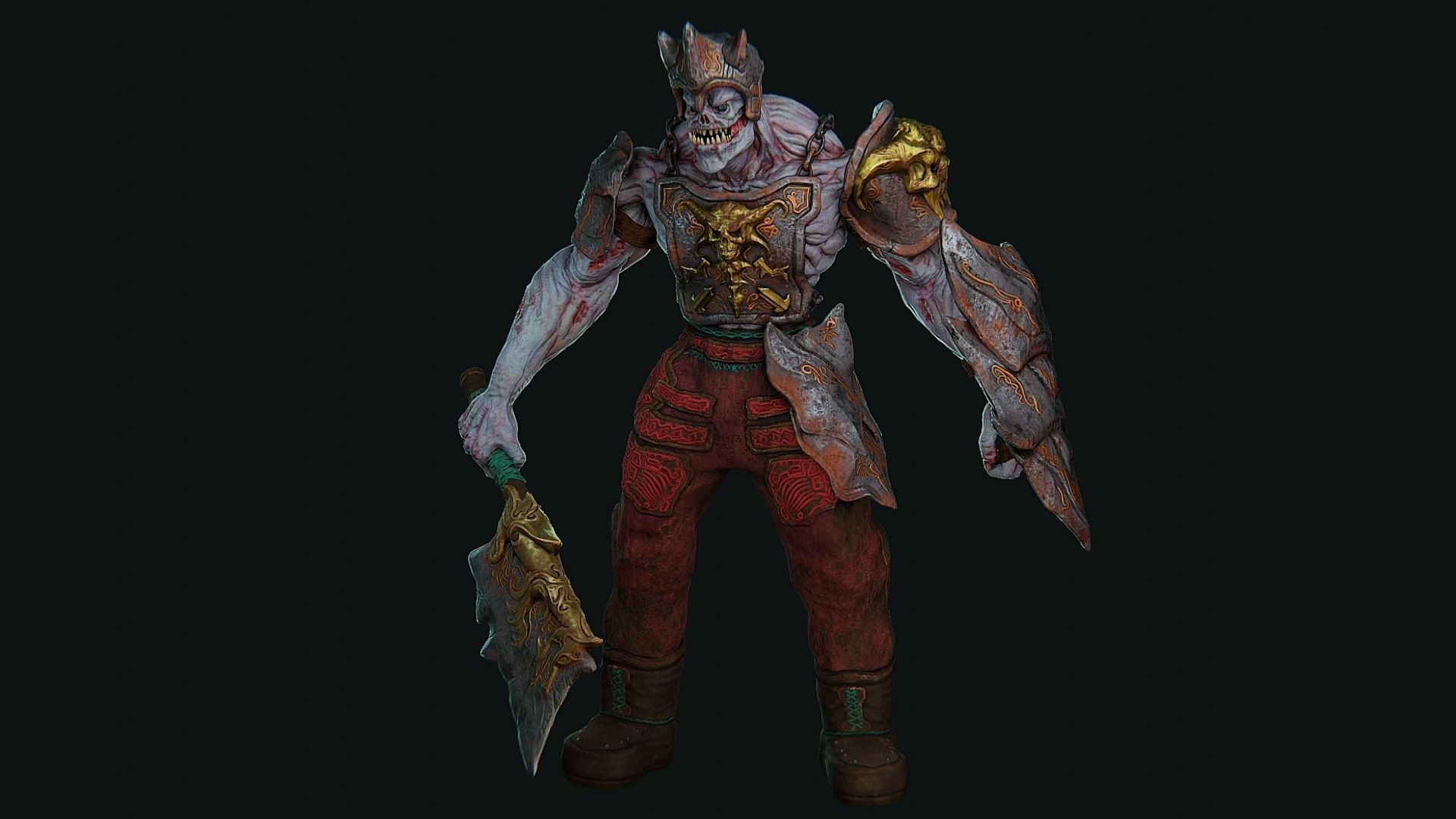 Undead lord fantasy character Low-poly 3D model
