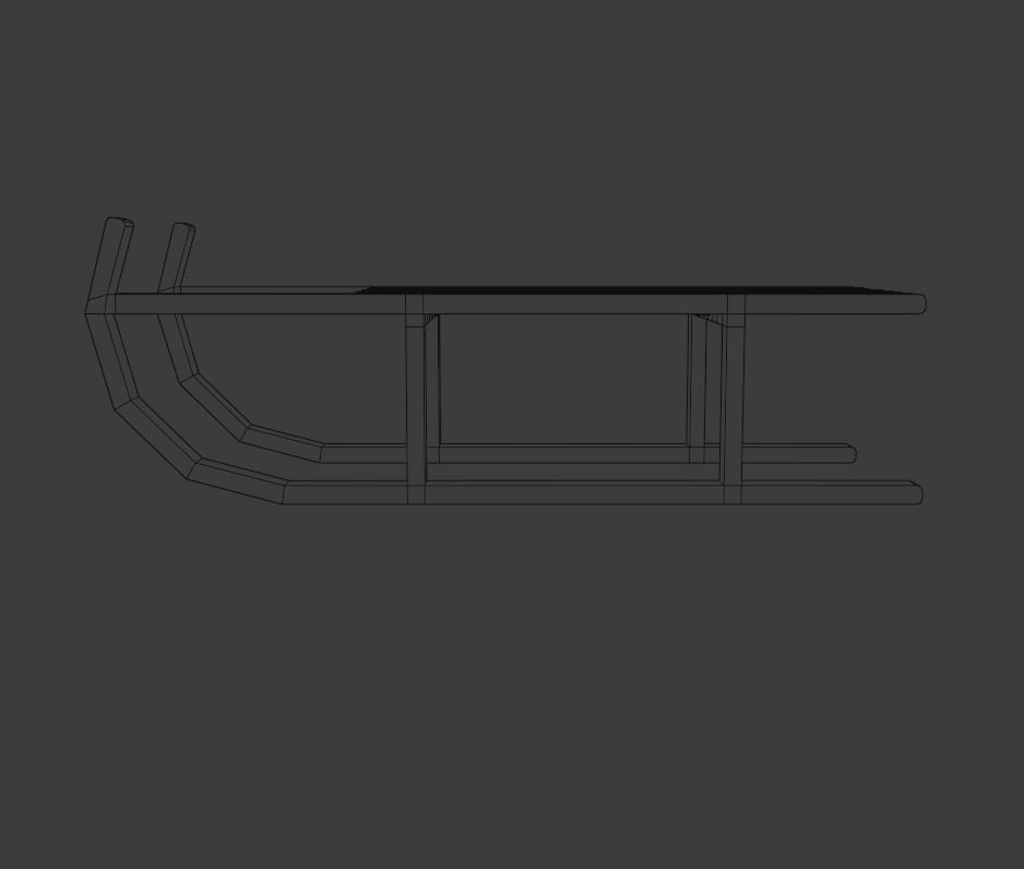 Sledge wooden sled Low-poly 3D model_4