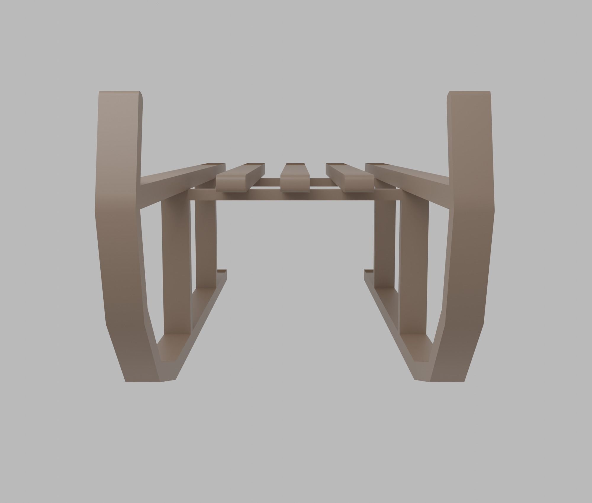 Sledge wooden sled Low-poly 3D model_5