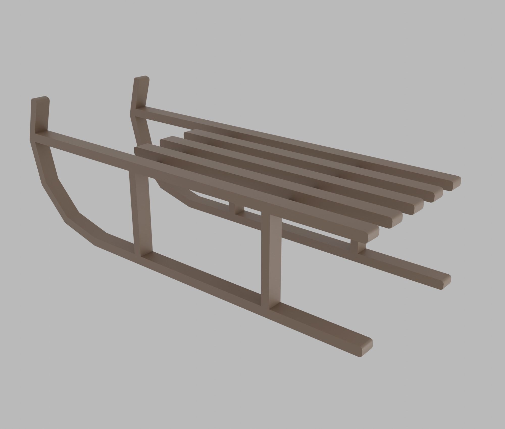 Sledge wooden sled Low-poly 3D model_11