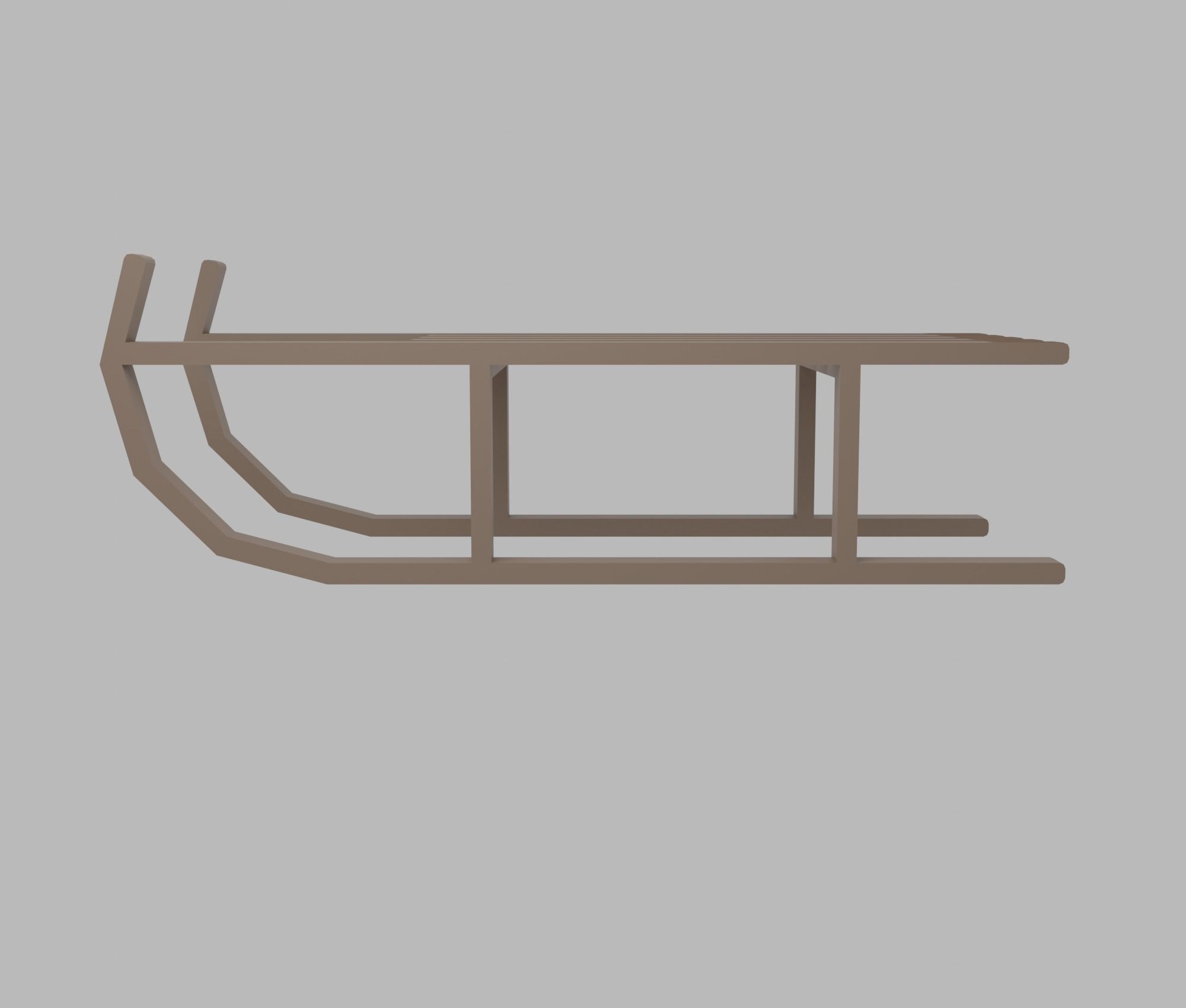 Sledge wooden sled Low-poly 3D model_3