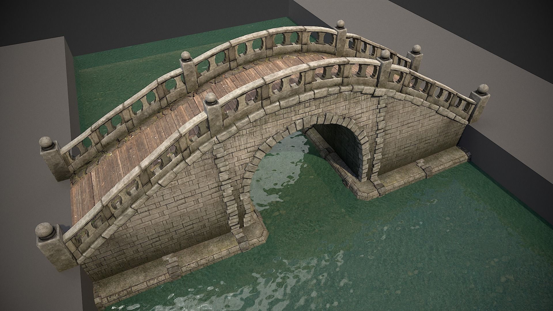Japanese Medieval Bridge Low-poly 3D model_11