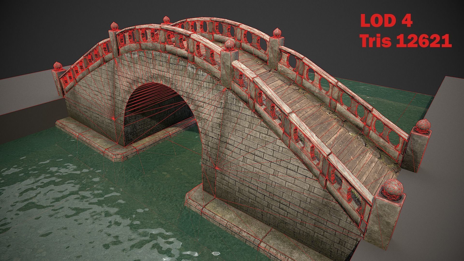 Japanese Medieval Bridge Low-poly 3D model_18