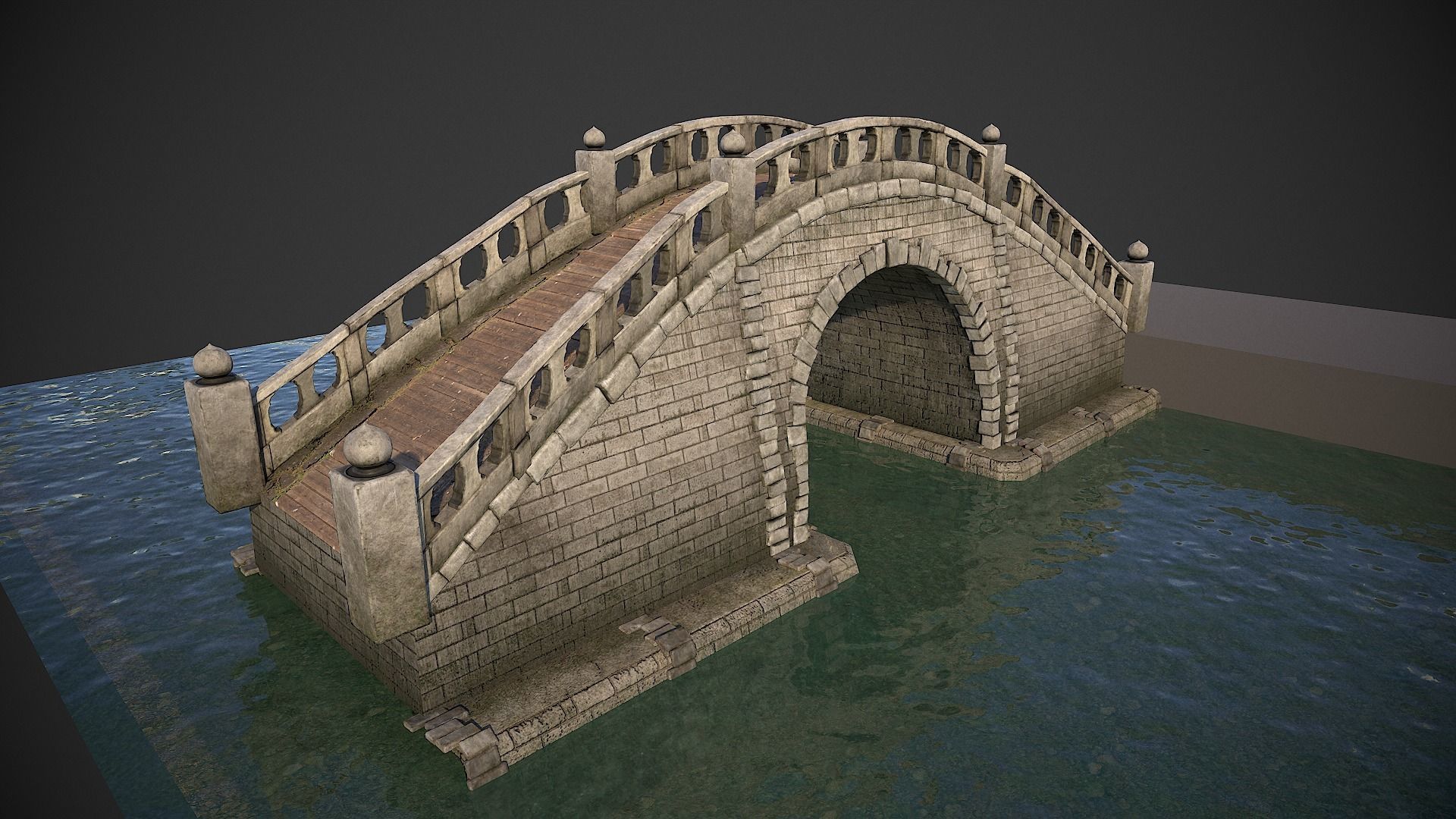 Japanese Medieval Bridge Low-poly 3D model_6