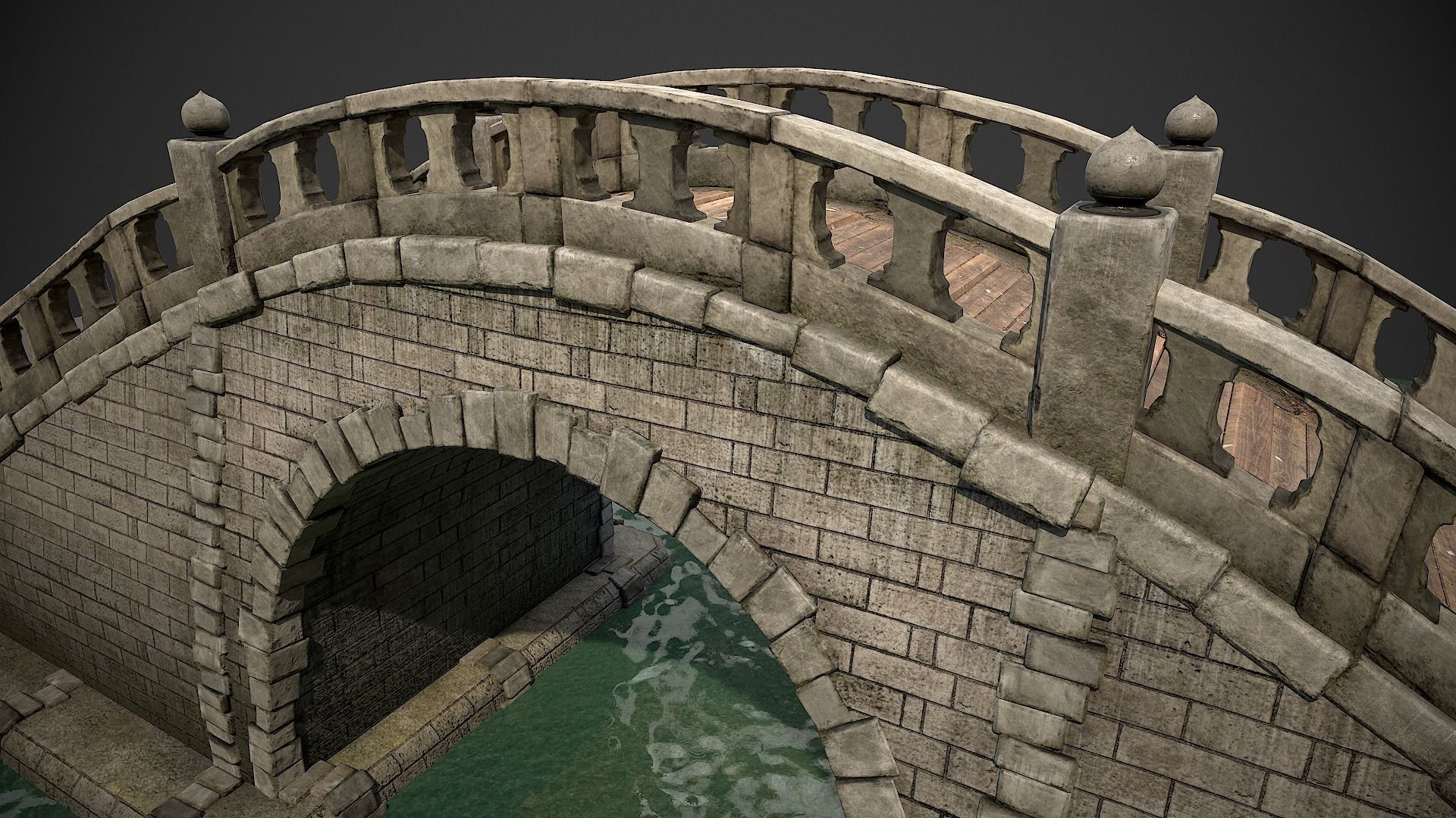 Japanese Medieval Bridge Low-poly 3D model_13