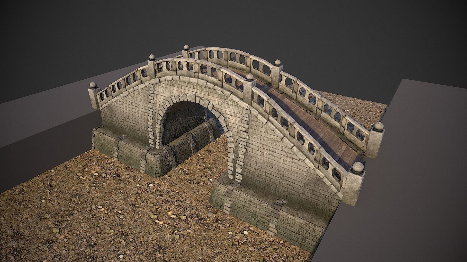 Japanese Medieval Bridge Low-poly 3D model_3