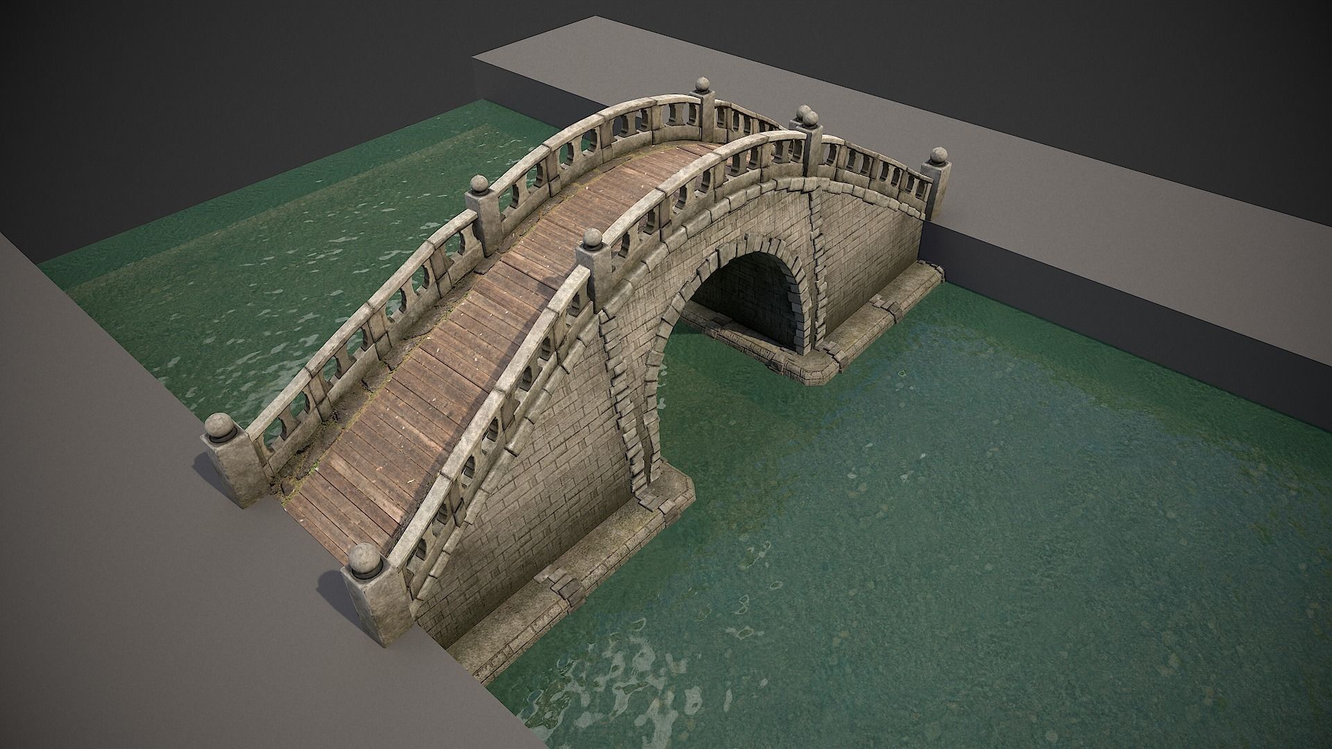 Japanese Medieval Bridge Low-poly 3D model_1
