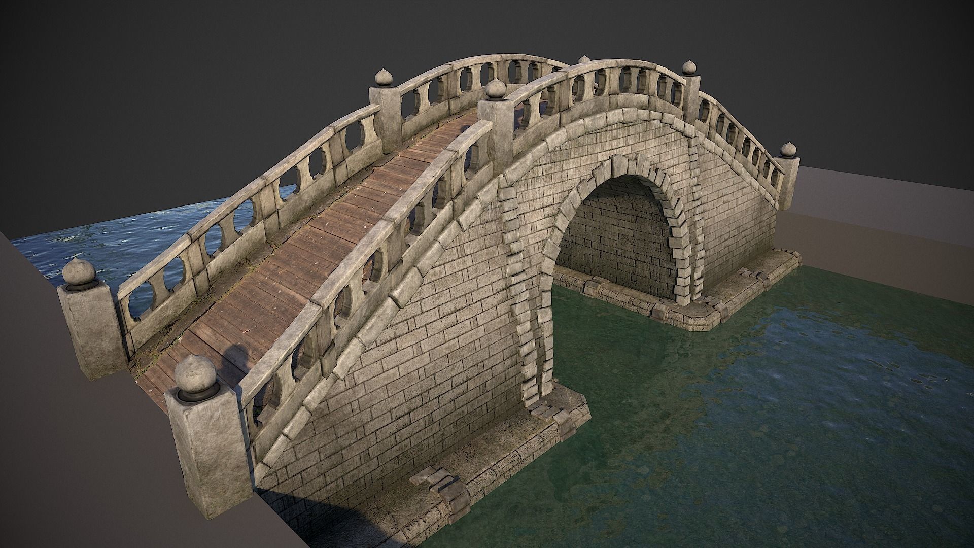 Japanese Medieval Bridge Low-poly 3D model_5