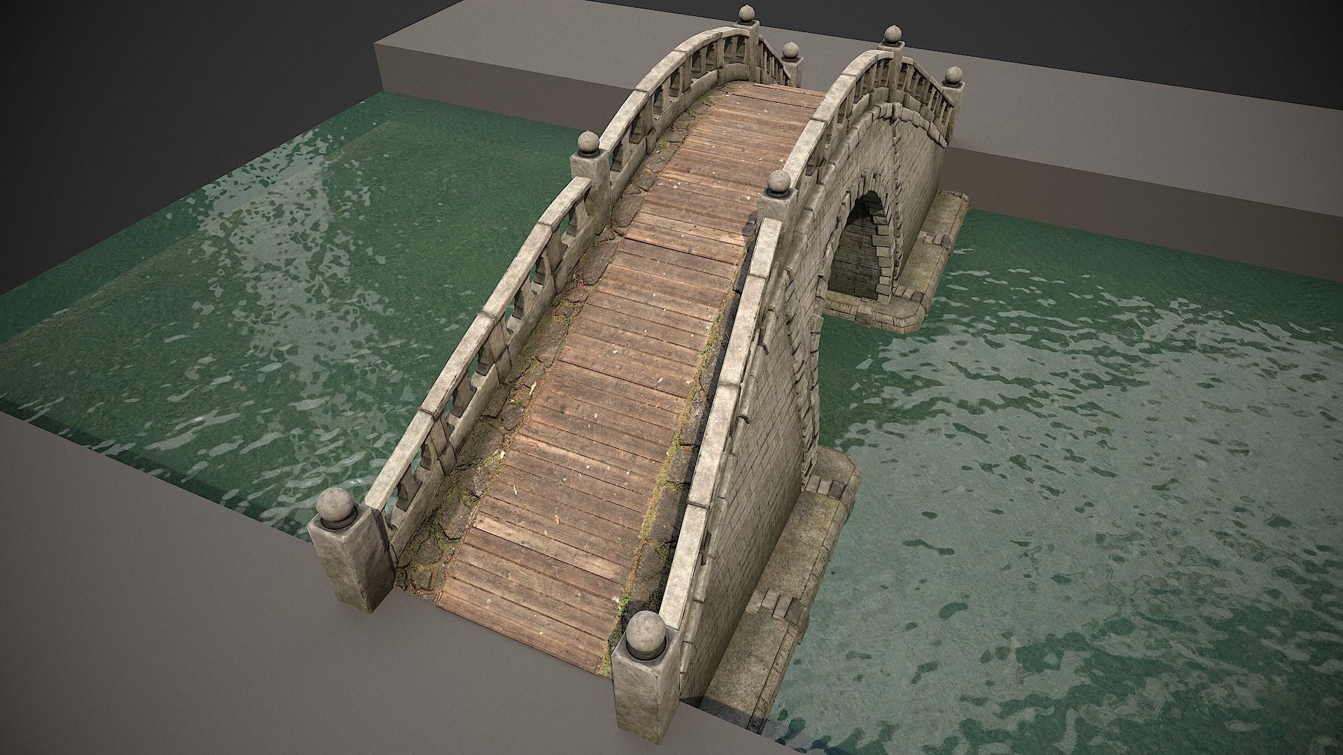 Japanese Medieval Bridge Low-poly 3D model_12