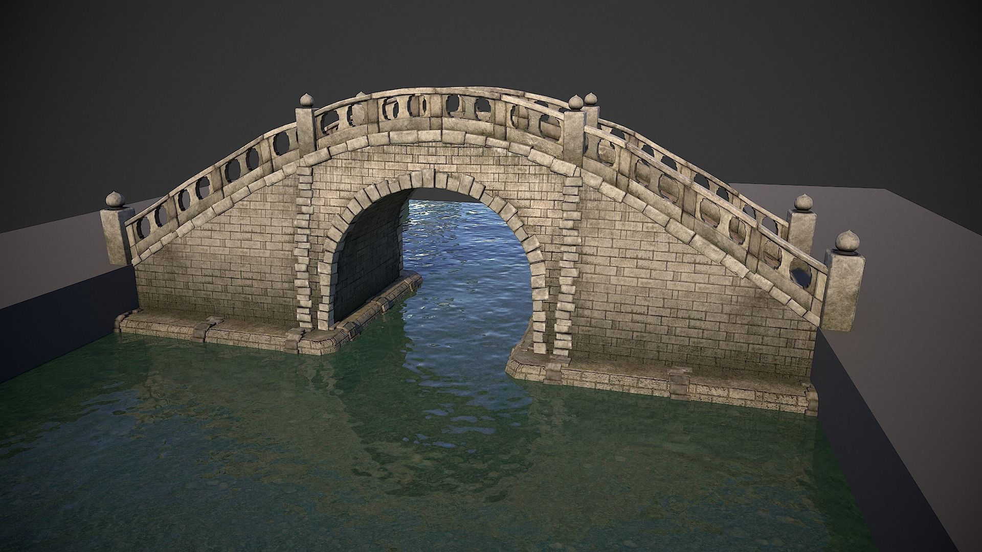Japanese Medieval Bridge Low-poly 3D model_2