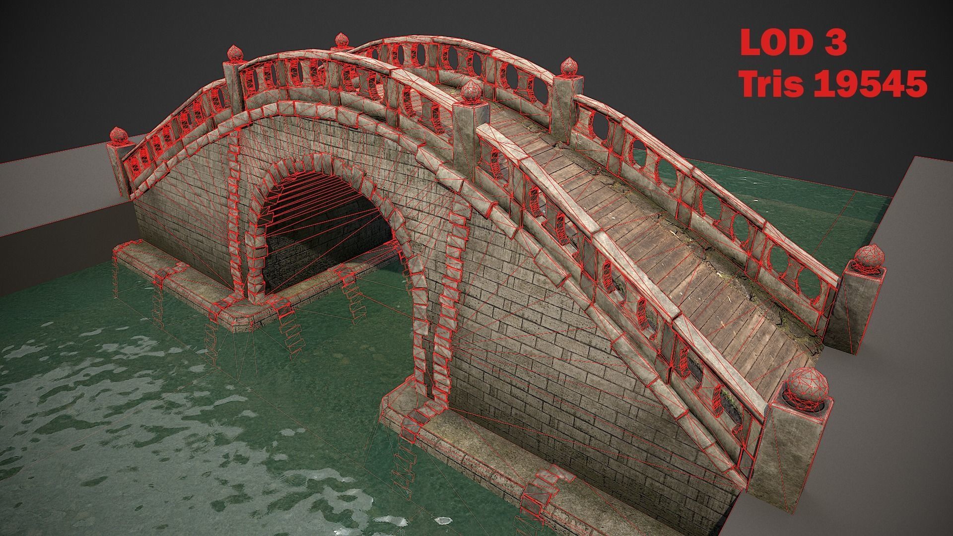 Japanese Medieval Bridge Low-poly 3D model_17