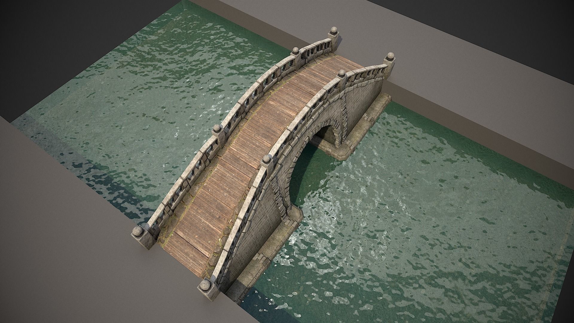 Japanese Medieval Bridge Low-poly 3D model_7