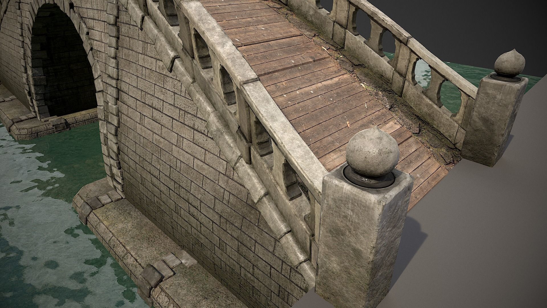 Japanese Medieval Bridge Low-poly 3D model_10