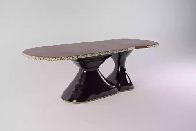 Fancy wood table Low-poly 3D model