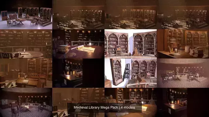 Medieval Library Mega Pack 3D Model Collection