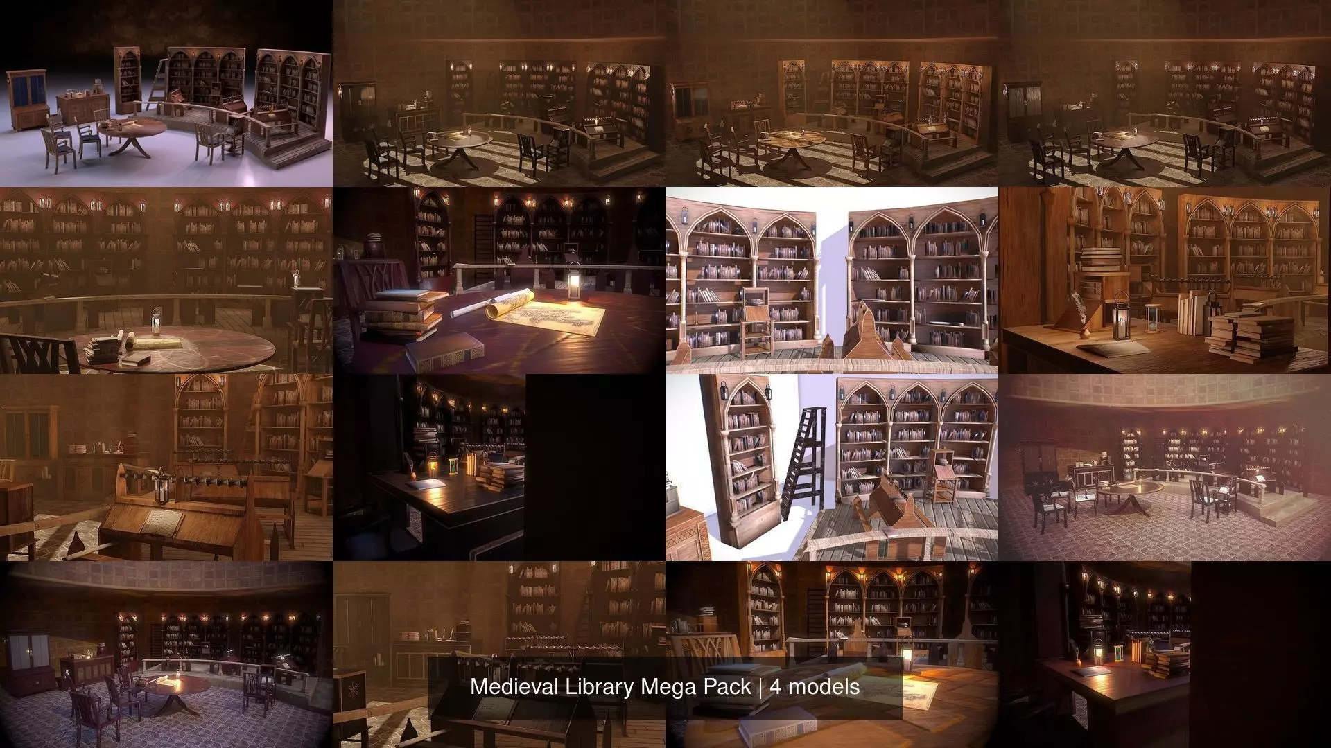 Medieval Library Mega Pack 3D Model Collection_0