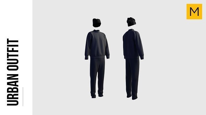 Male Sweatshirt Beanie Urban Outfit Marvelous Designer Free 3D model