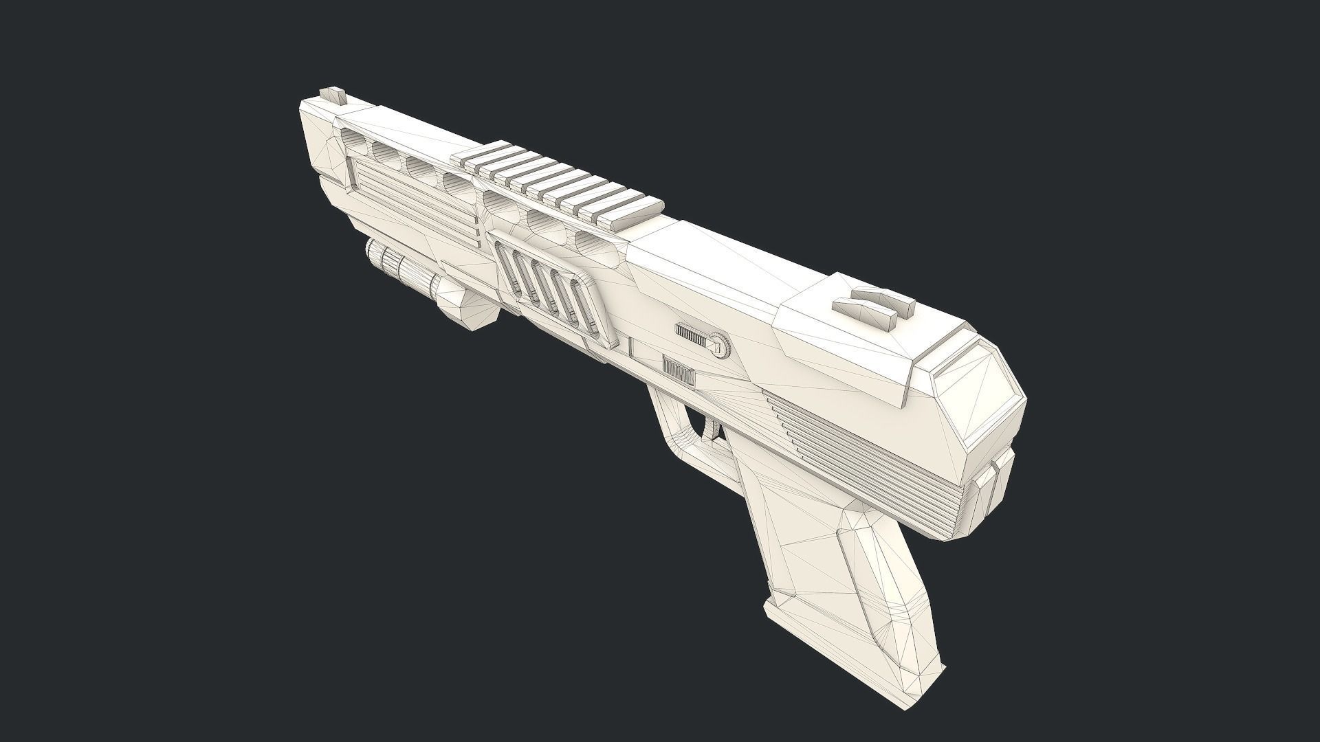 Fun PBR Pistol Low-poly 3D model_9