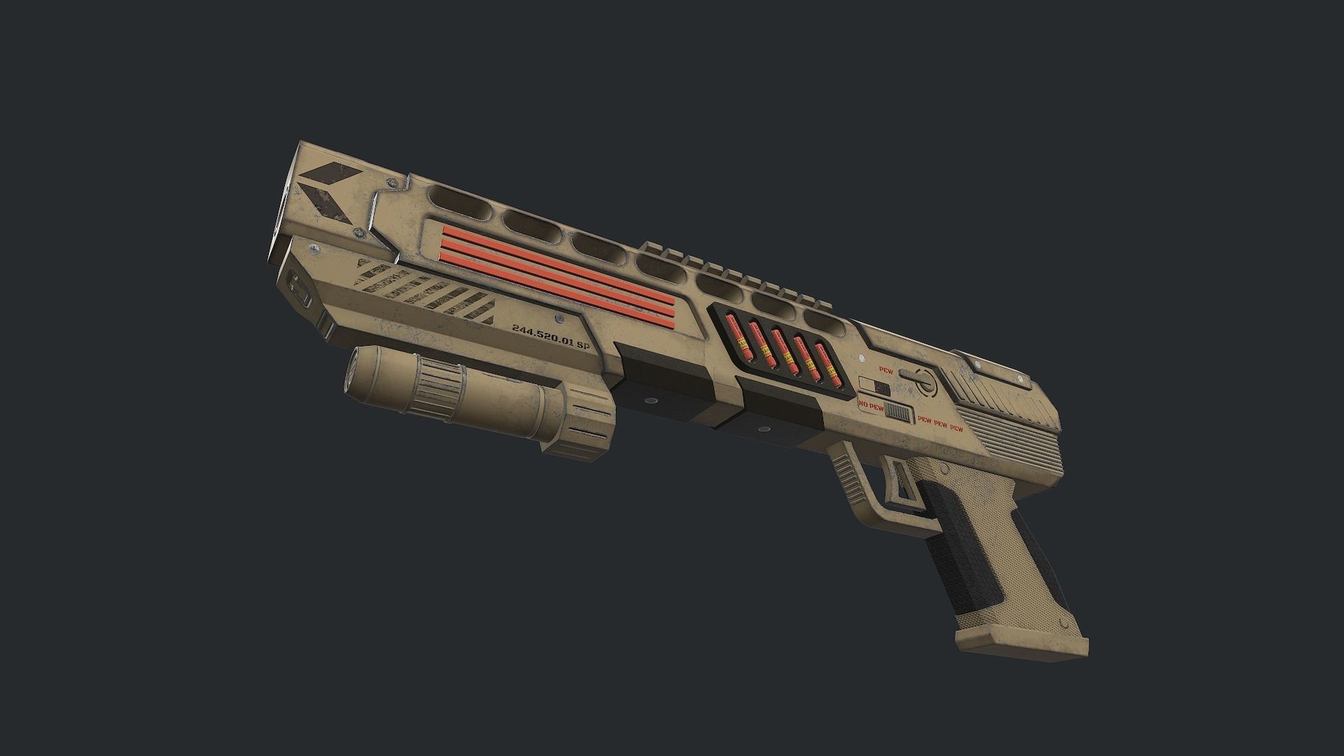 Fun PBR Pistol Low-poly 3D model_4