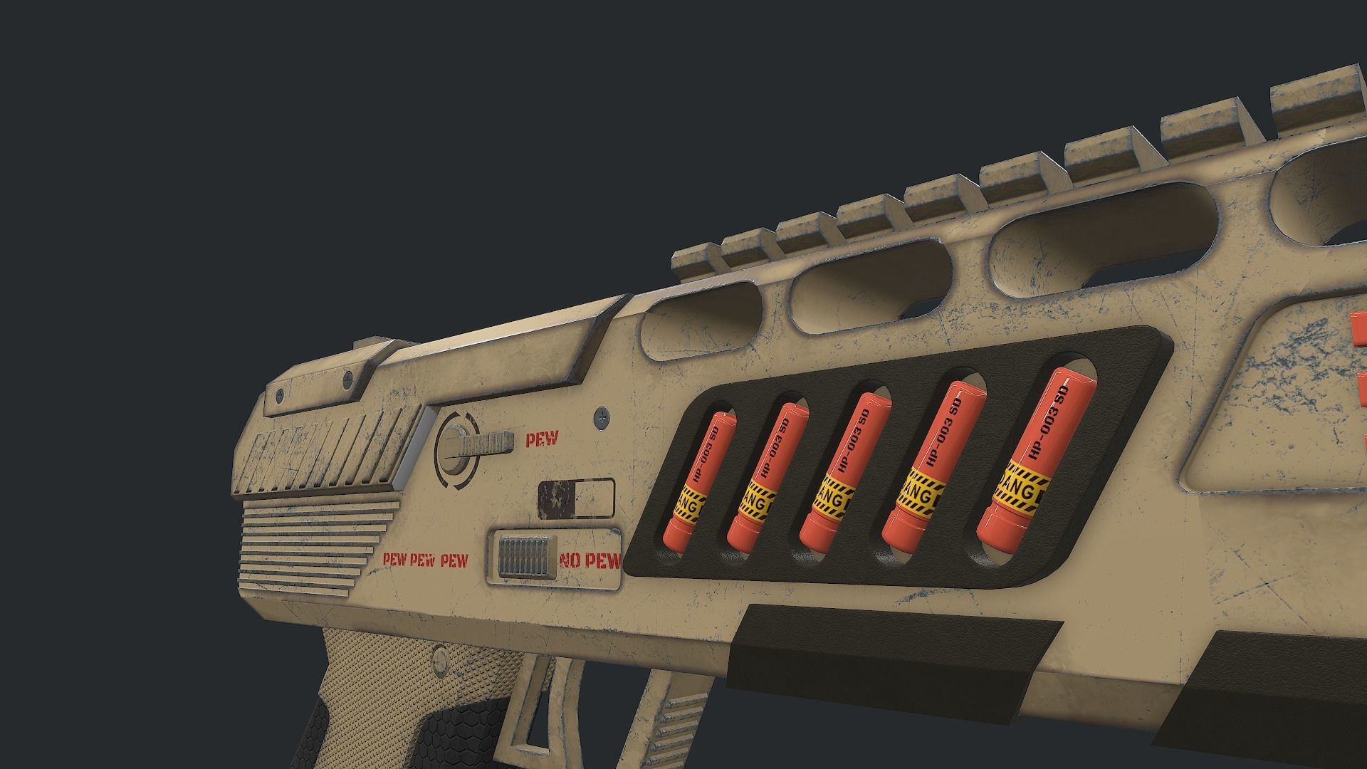 Fun PBR Pistol Low-poly 3D model_6