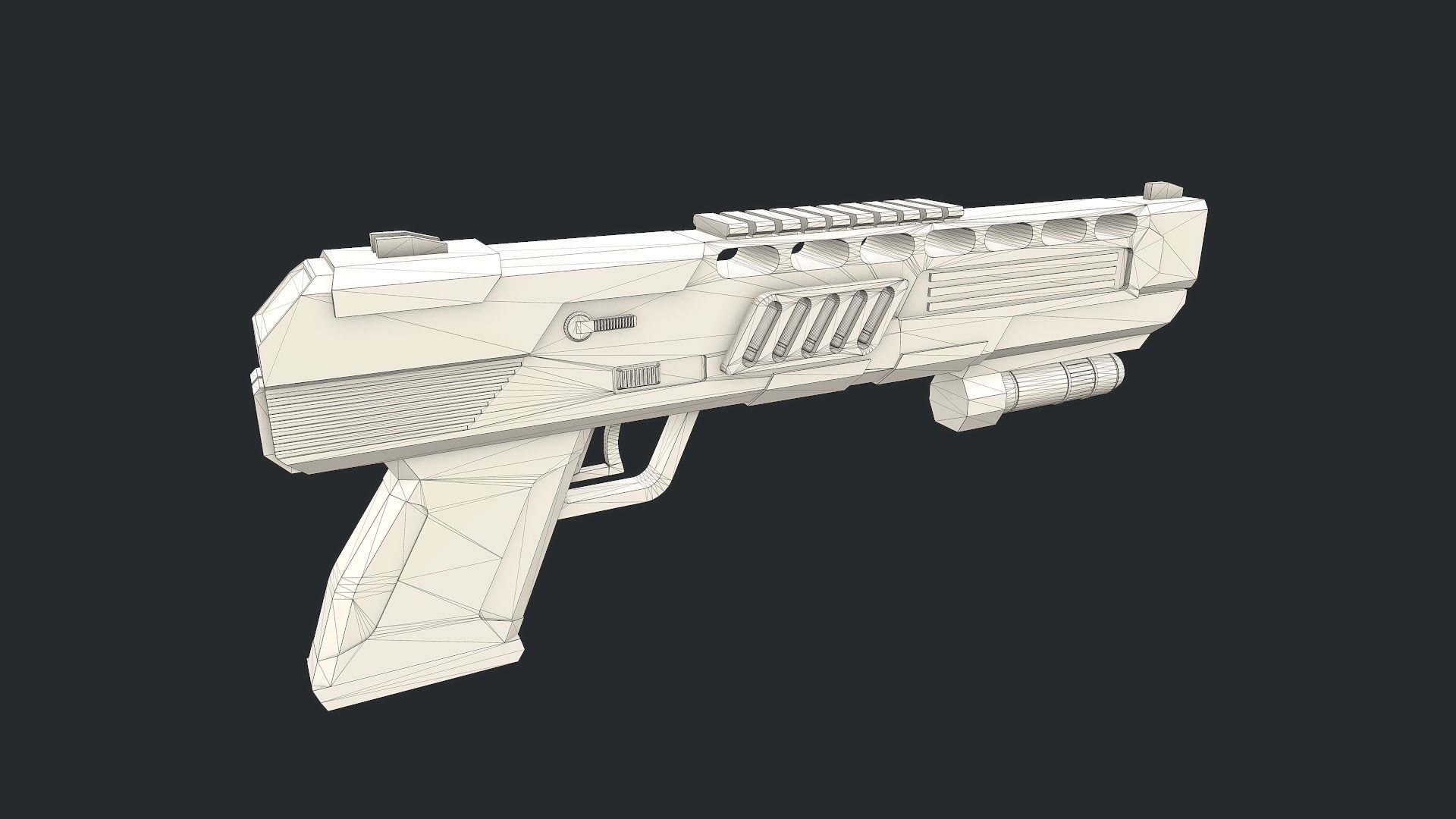 Fun PBR Pistol Low-poly 3D model_8