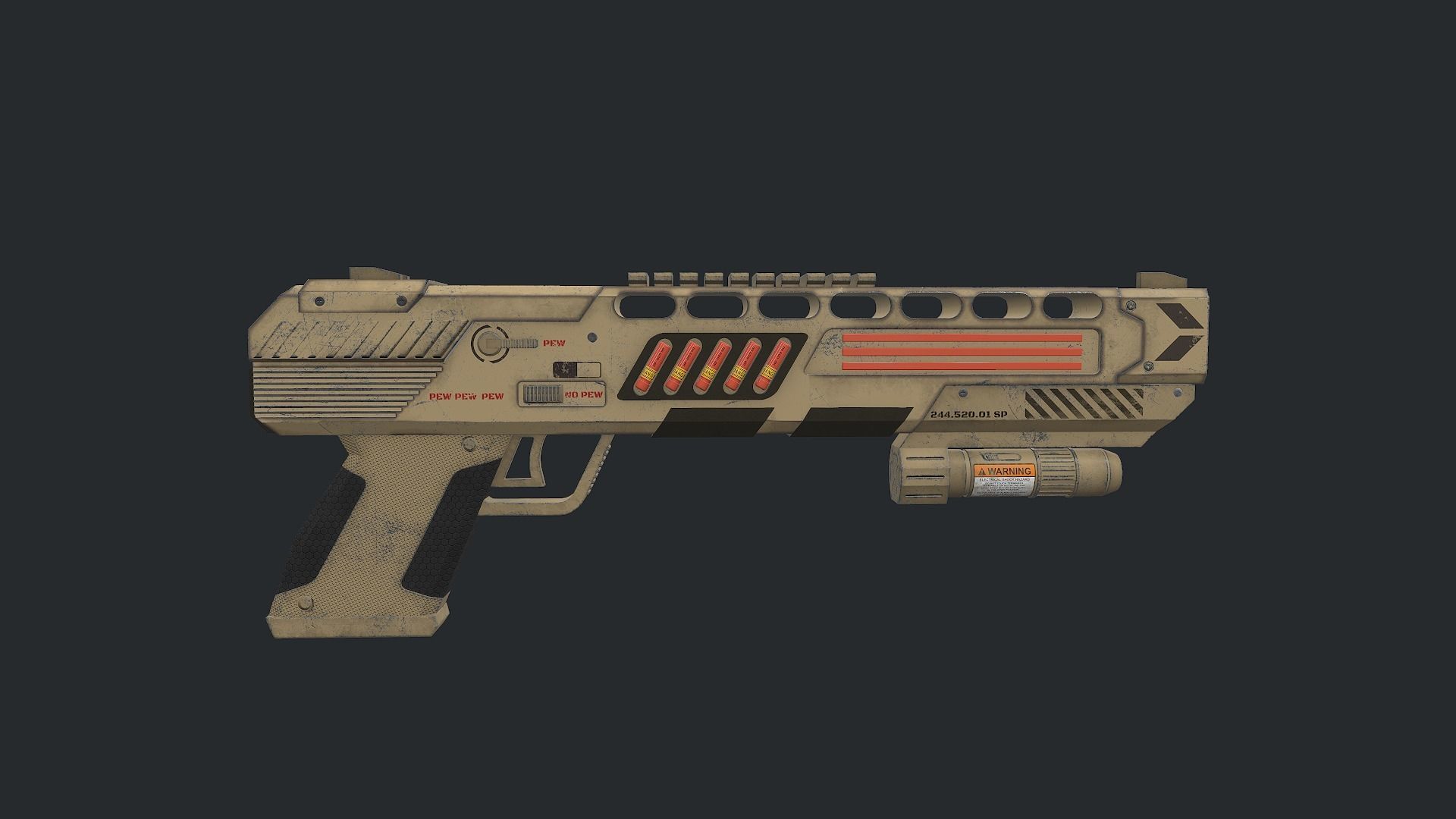 Fun PBR Pistol Low-poly 3D model_1