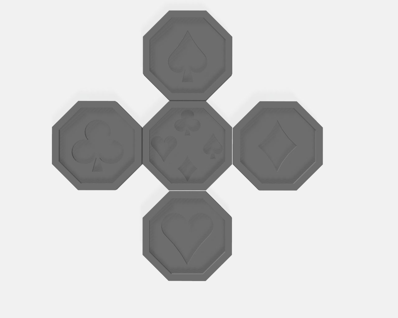 Card suit coaster set 3D print model_1