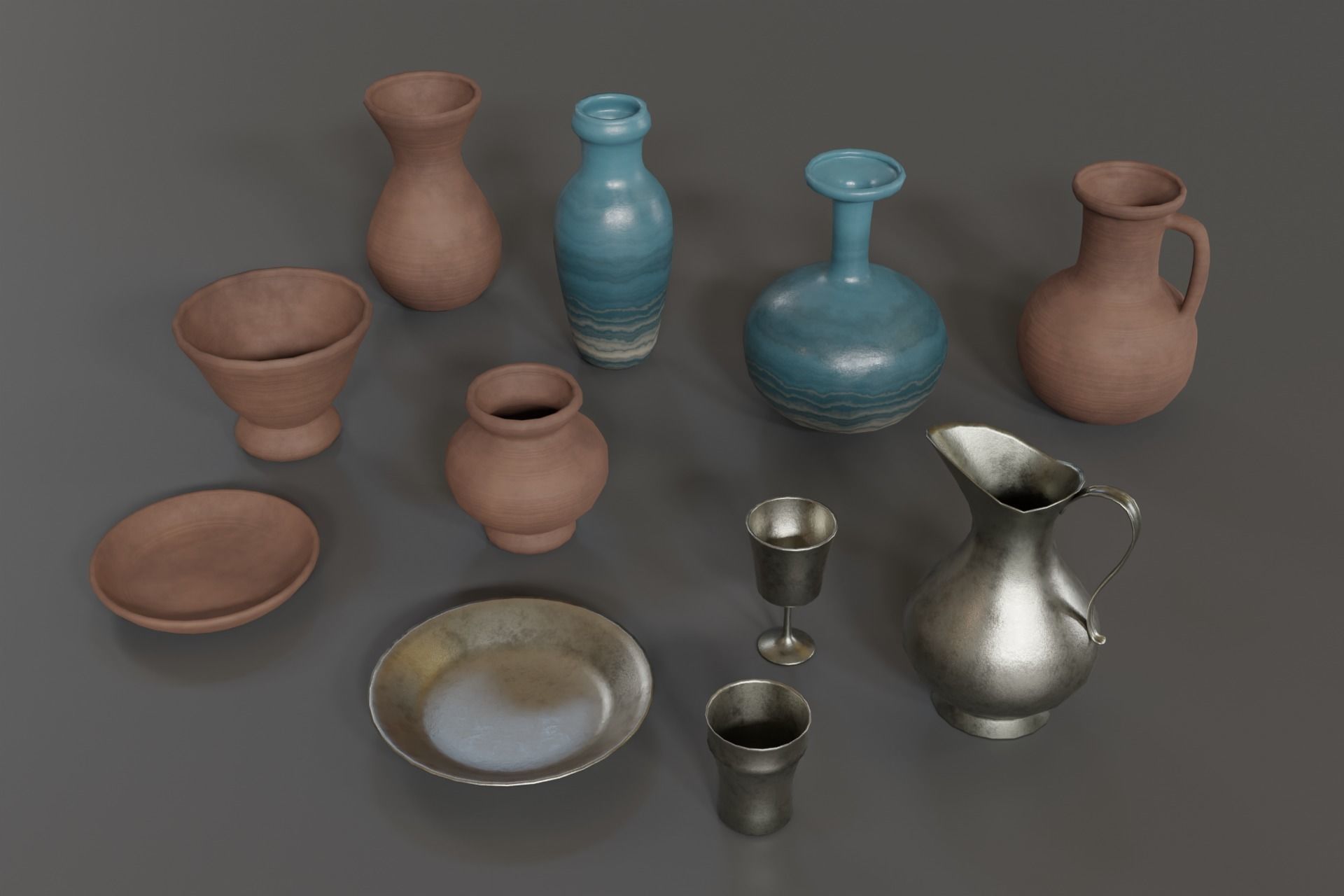 Medieval Tableware Low-poly 3D model_1