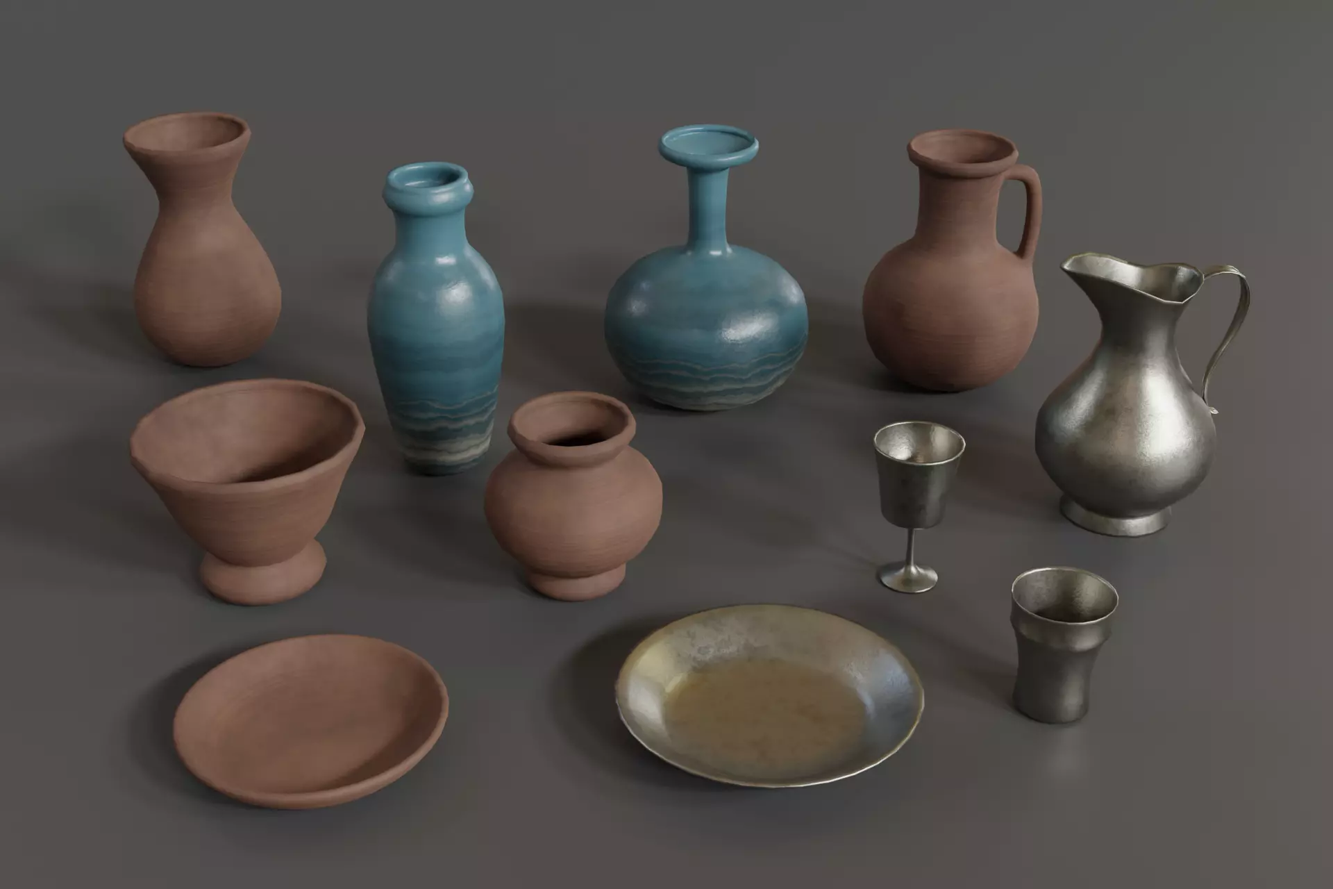Medieval Tableware Low-poly 3D model_0
