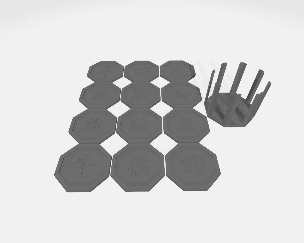 Animal Zodiac Coaster Set 3D print model
