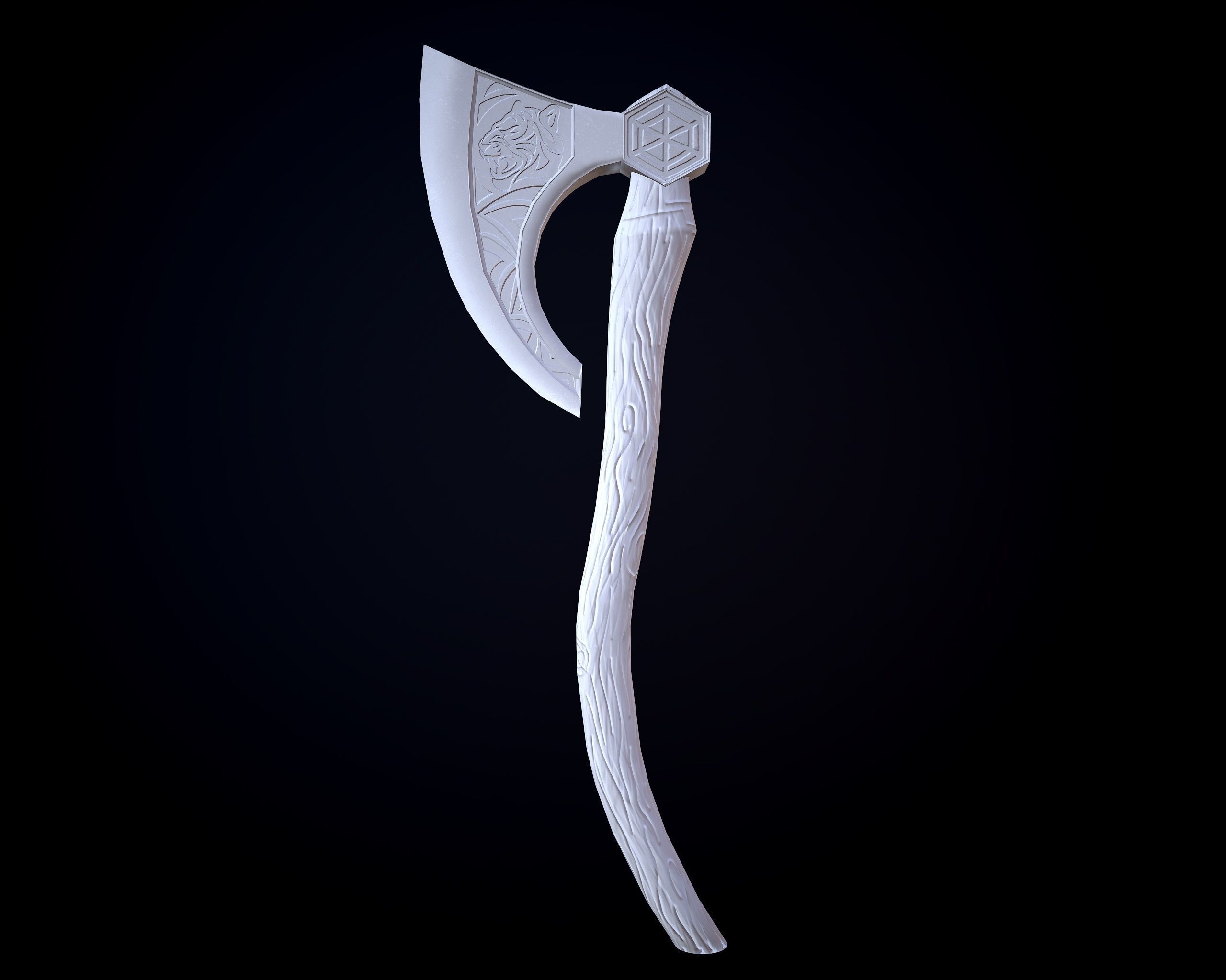 Wooden Axe Low-poly Low-poly 3D model_9