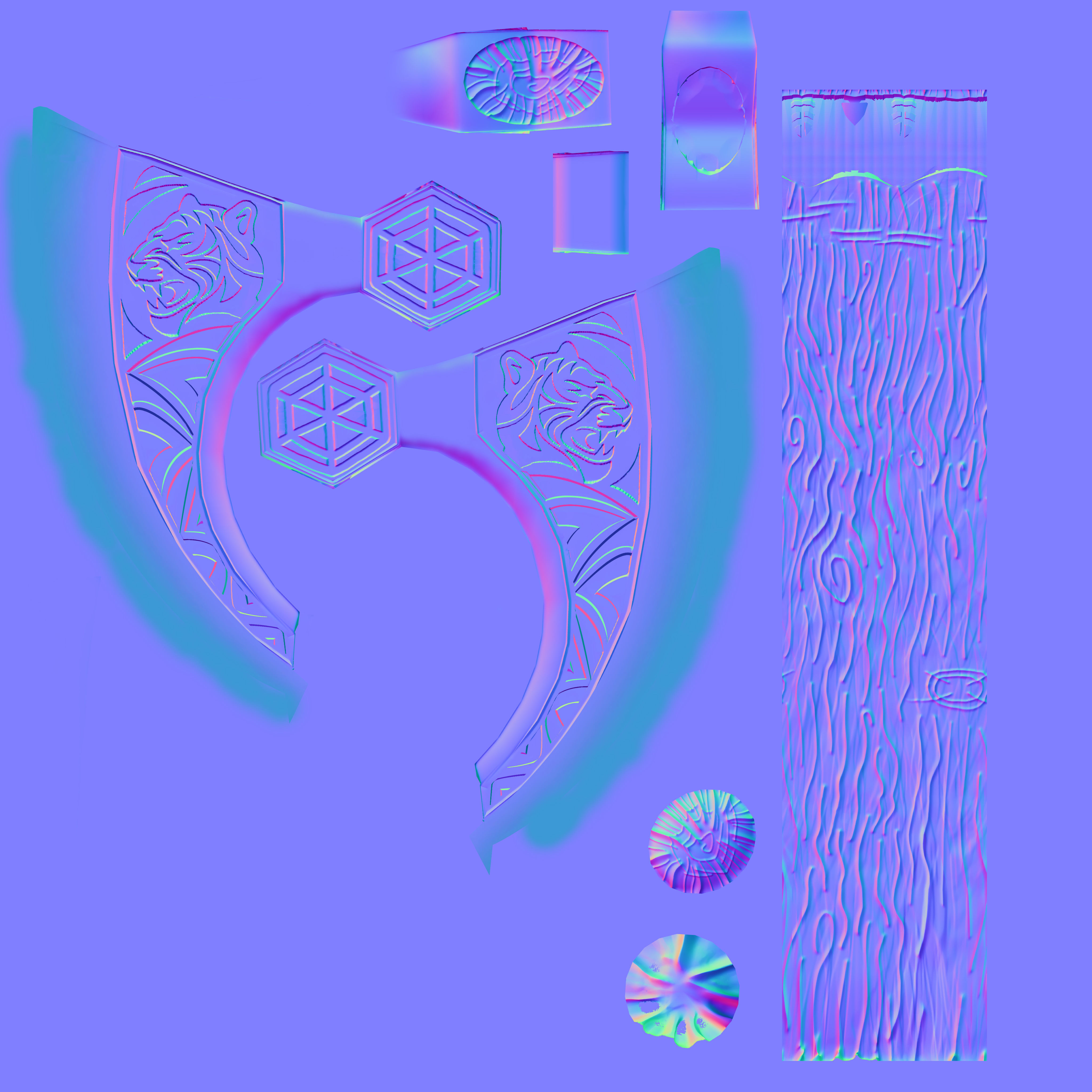 Wooden Axe Low-poly Low-poly 3D model_14