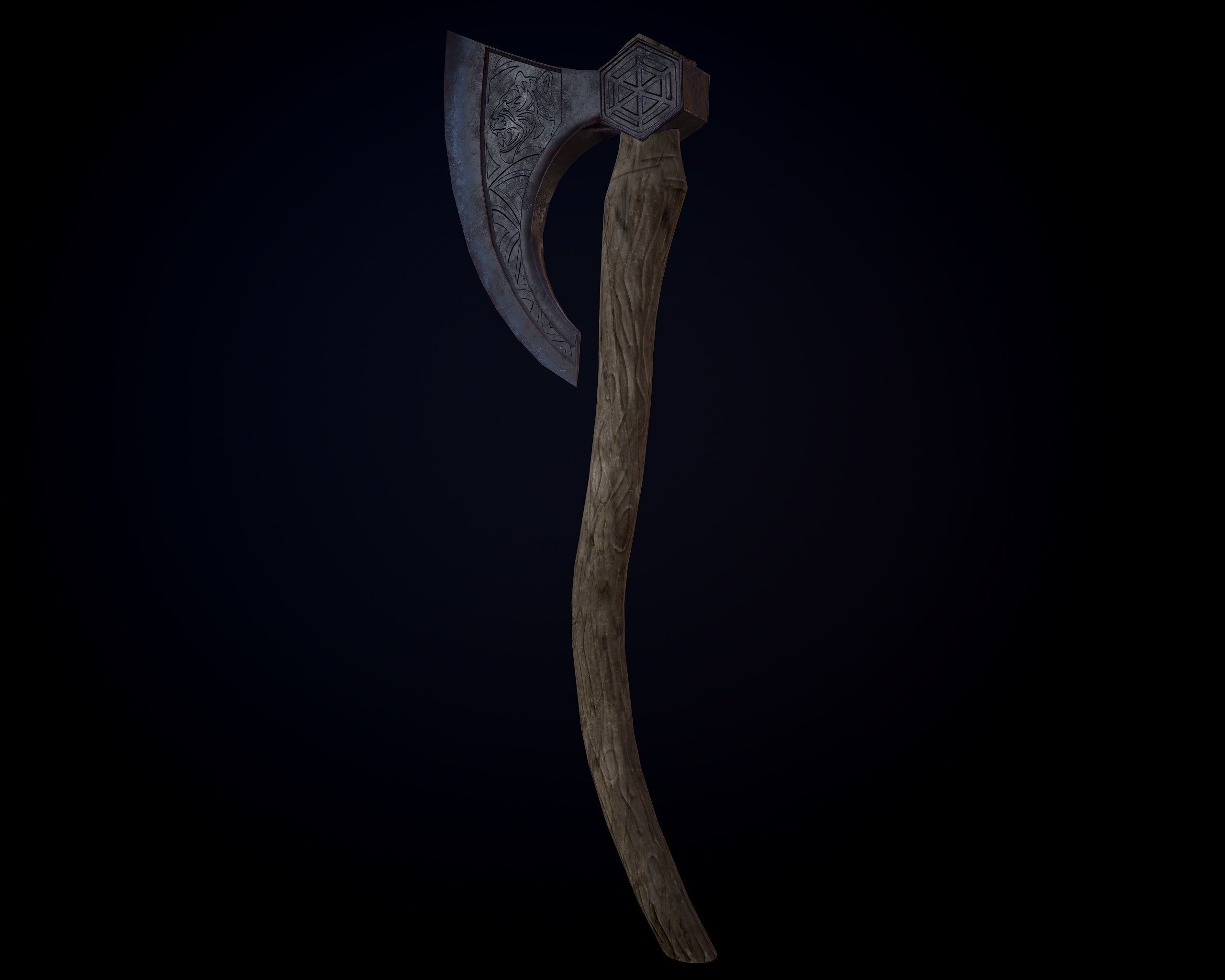 Wooden Axe Low-poly Low-poly 3D model_4