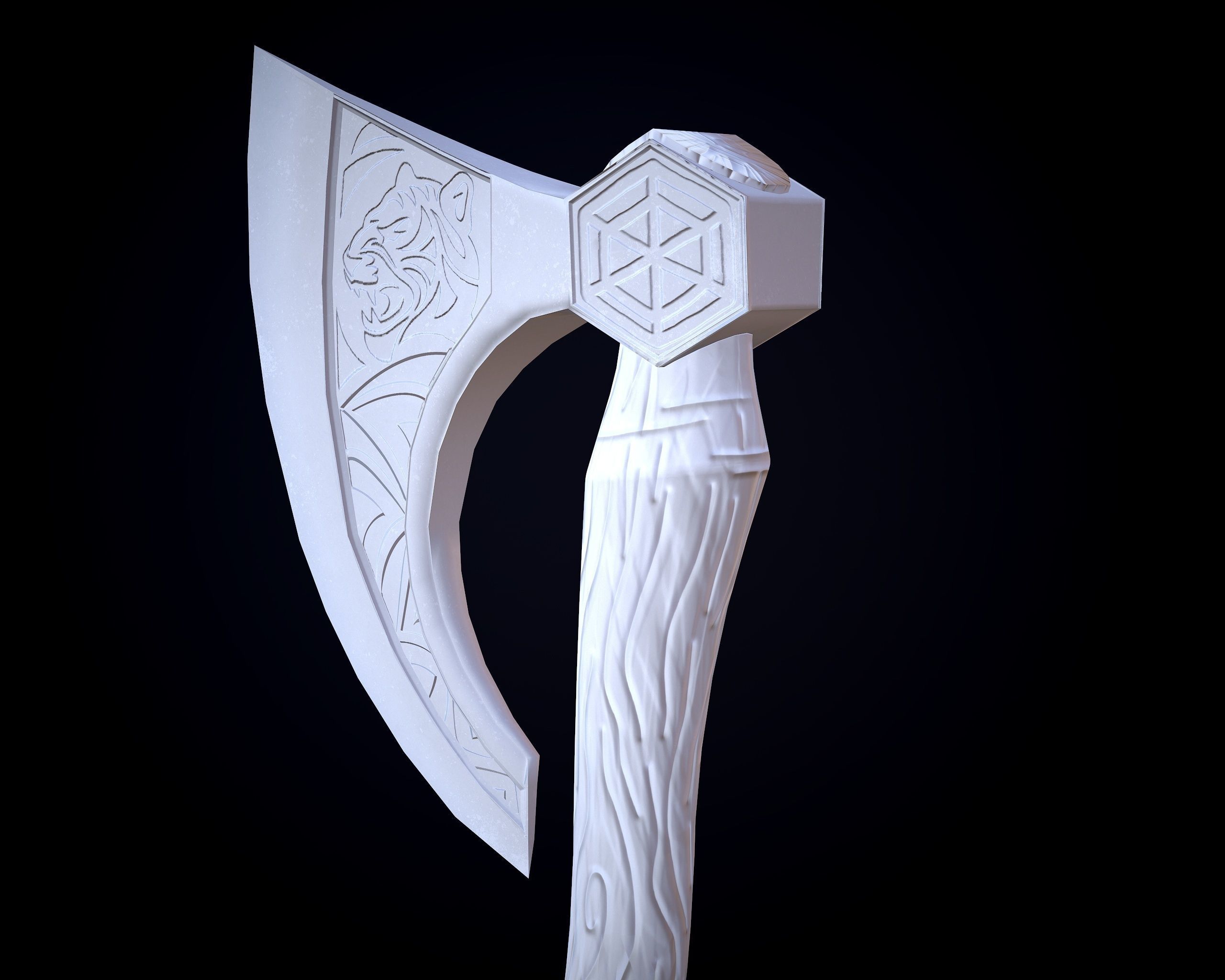 Wooden Axe Low-poly Low-poly 3D model_11