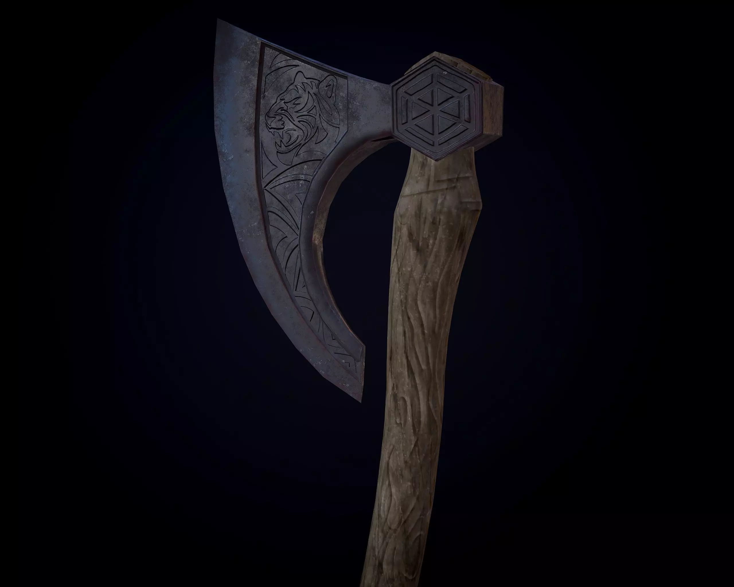 Wooden Axe Low-poly Low-poly 3D model_0