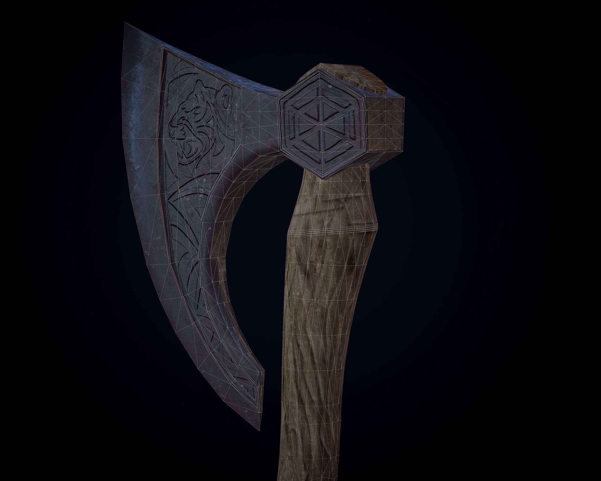 Wooden Axe Low-poly Low-poly 3D model_8